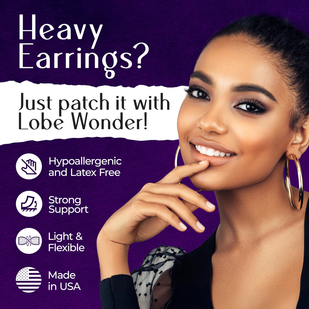 Lobe Wonder The ORIGINAL Earring Support Patches – 60 Clear & Latex-Free