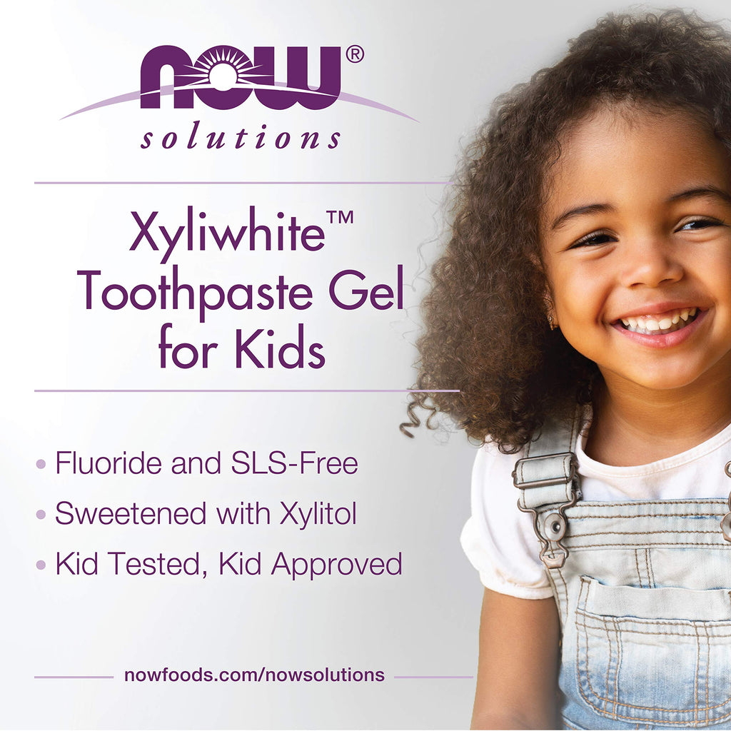 Buy now NOW Foods Solutions, XyliwhiteÆ’?â€º Toothpaste Gel for Kids, Bubblegum Splash Flavor, Kid Approved! 3-Ounce, packaging may vary at indiglob india