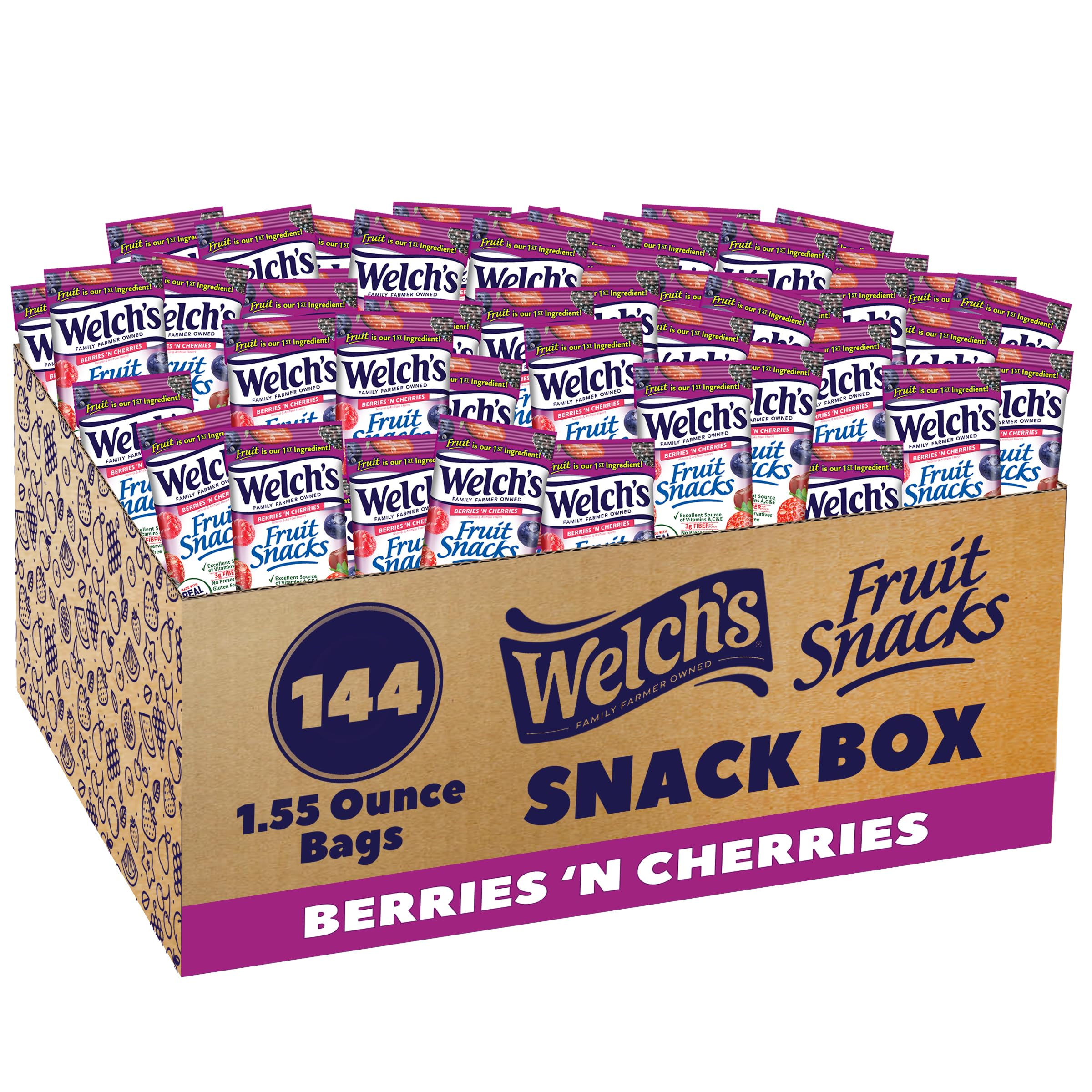 Buy now Welch's Fruit Snacks, Mixed Fruit Snack Box, Gluten Free, 0.8oz Snack Packs (Pack of 40) Berries 'N Cherries 1.55 Ounce (Pack of 144) at indiglob india