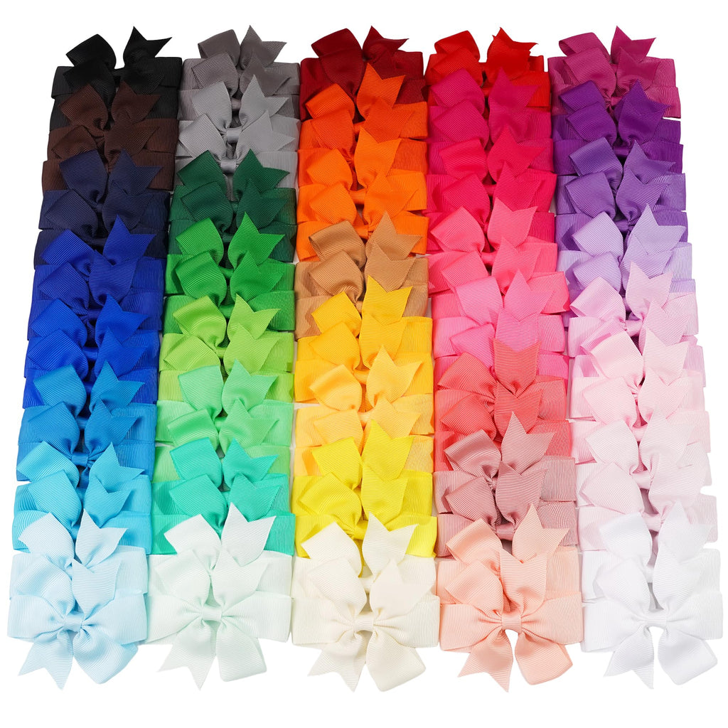 40Pcs 3" Hair Bows for Girls Toddler Pinwheel Polka Dot Bow Alligator Clips | 20 Colors in Pairs Girls Bows | Durable Metal Clips | Back to School Bows |Toddler Hair Accessories