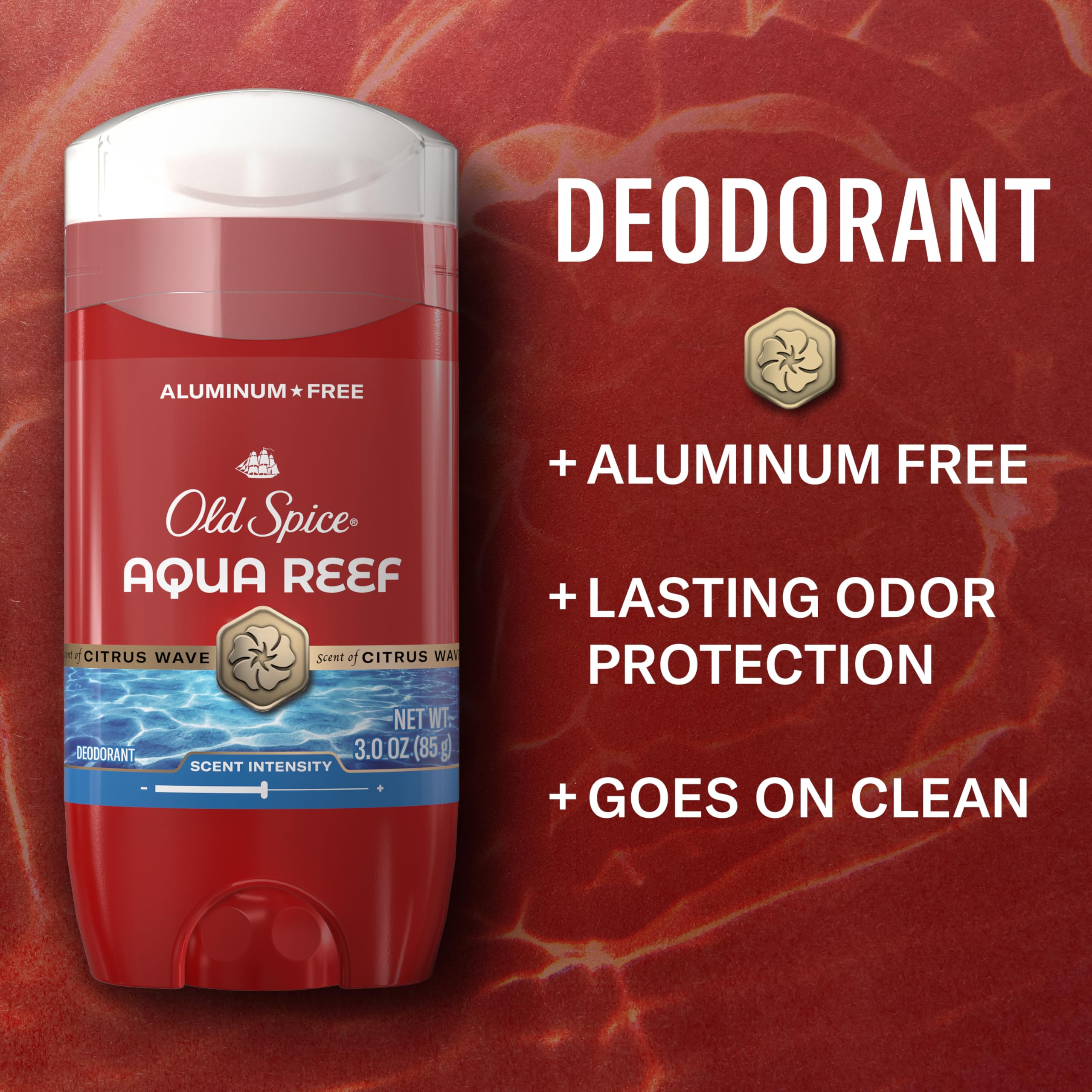 Old Spice Aluminum Free Deodorant for Men, 24/7 Odor Protection, 24/7 Freshness & Lasting Scent, Aqua Reef with Cypress Scent, 3.0 oz (Pack of 2)