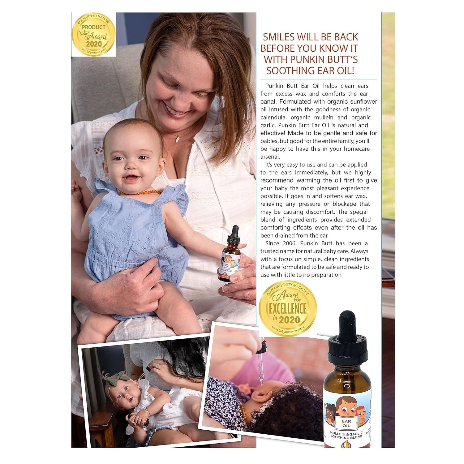 Buy now Punkin Butt Baby Ear Oil | Organic Garlic, Mullein, Calendula Ear Drops Safe for Infants (1 oz) at indiglob india