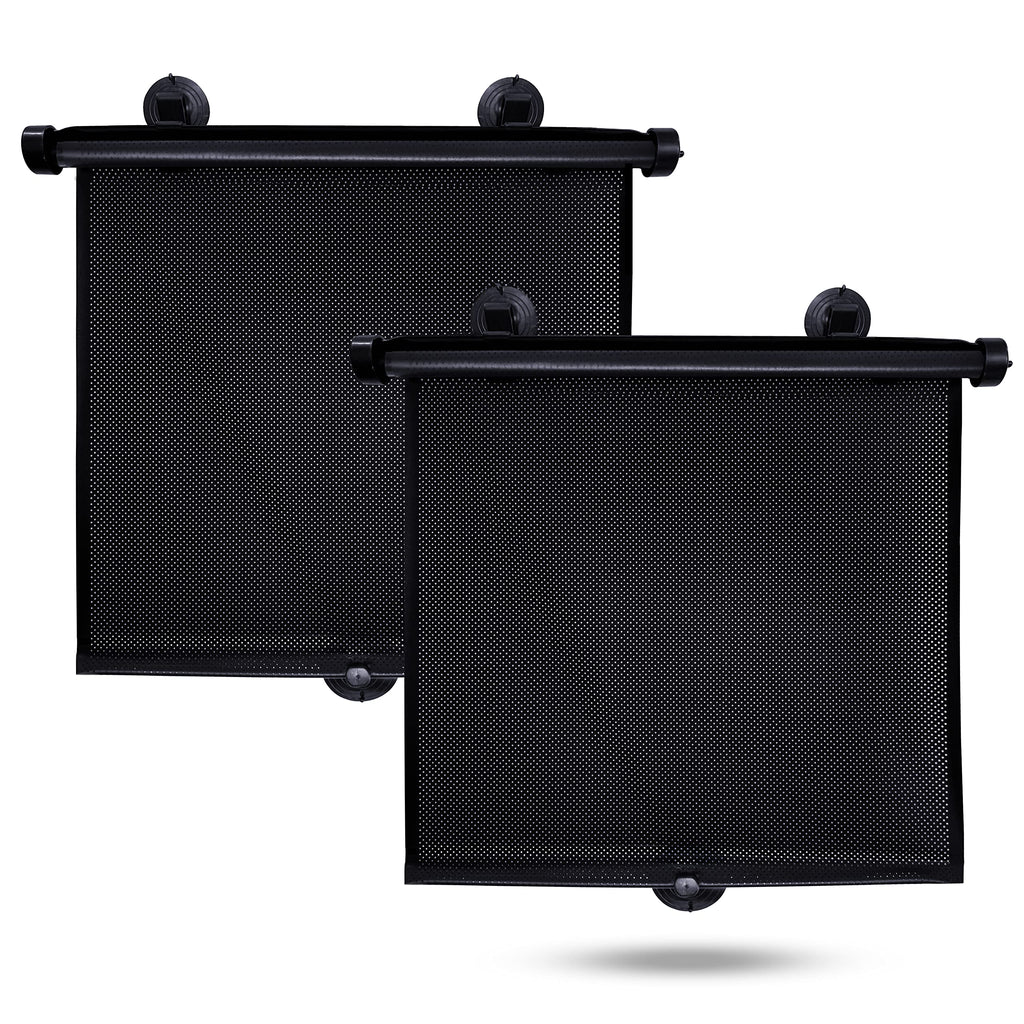 Buy now EcoNour Car Side Window Sun Shade (2 Pack) | Retractable Roller Sunshade for Kids | Baby Car Window Shades for UV and Sun Glare Protection | Baby Travel Accessories (15"x17") at indiglob india