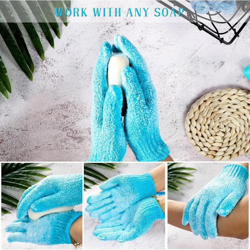 Buy now Shower Gloves,24 Pcs Exfoliating Bath Gloves,Body Scrub Gloves with Hanging Loop for Beauty Spa Massage Skin Shower Body Scrubber-12 Colors at indiglob india