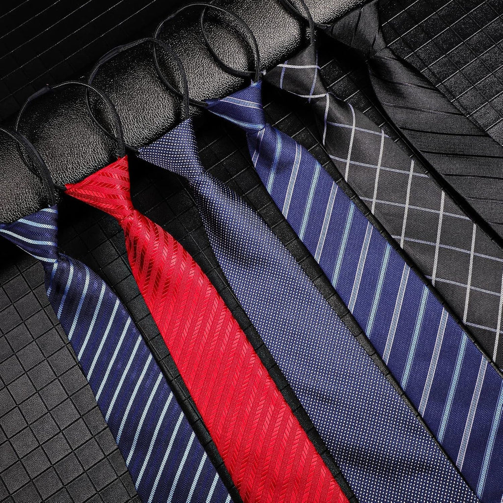 Buy now Geyoga 6 Pcs Zipper Ties for Boys Pre Tied Necktie Silky Skinny Ties for Men Long Striped Plaid Tie Novelty Neckties for Business Wedding (Classic Color) at indiglob india