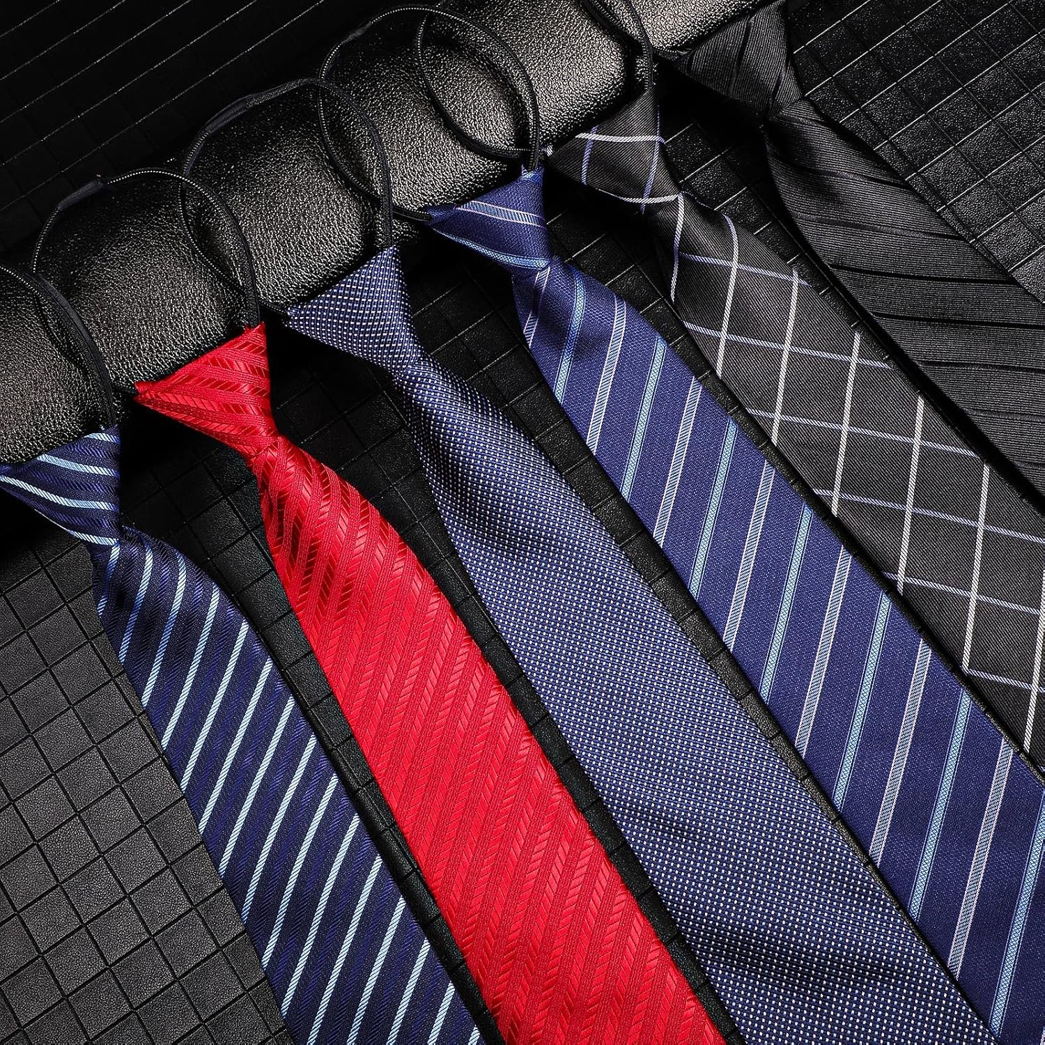 Buy now Geyoga 6 Pcs Zipper Ties for Boys Pre Tied Necktie Silky Skinny Ties for Men Long Striped Plaid Tie Novelty Neckties for Business Wedding (Classic Color) at indiglob india