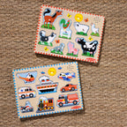 Buy now Melissa & Doug Wooden Light-Activated Sound Puzzle 2-Pack for Toddler and Preschool Boys and Girls ƒ?? Farm Animals, Vehicles at indiglob india