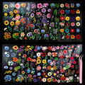 316Pcs Transparent Flower Stickers for Scrapbooking, Floral Decals Tweezer