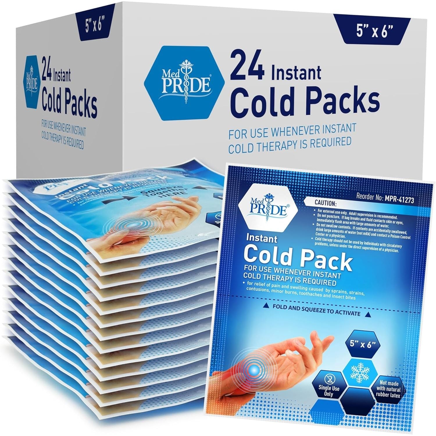 Buy now MED PRIDE Instant Cold Pack First Aid Kit Ice Pack for Injuries and Pain Relief, No Freezer Needed, 5in X 6in (6 Count (Pack of 1) Clear) 5x6 Inch (Pack of 24) at indiglob india
