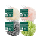EcoTools EcoPouf 4 Pack Bath Sponge Set, Shower Poufs | Gentle exfoliation daily, shower puff sponges for body, loofah pack, recycled netting, rich lather