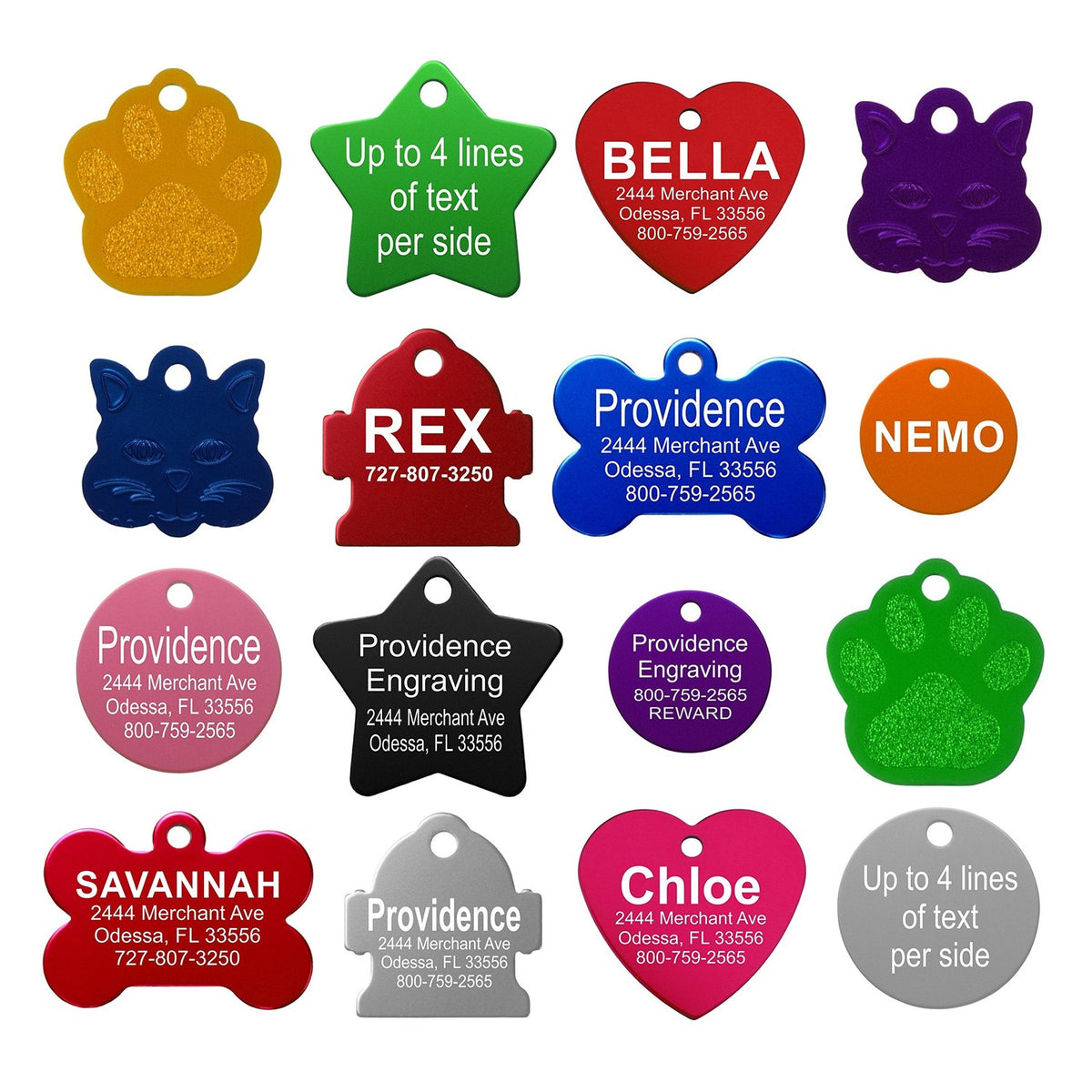 Providence Engraving Custom Engraved Aluminum Pet Tags, Cat & Dog ID Tags