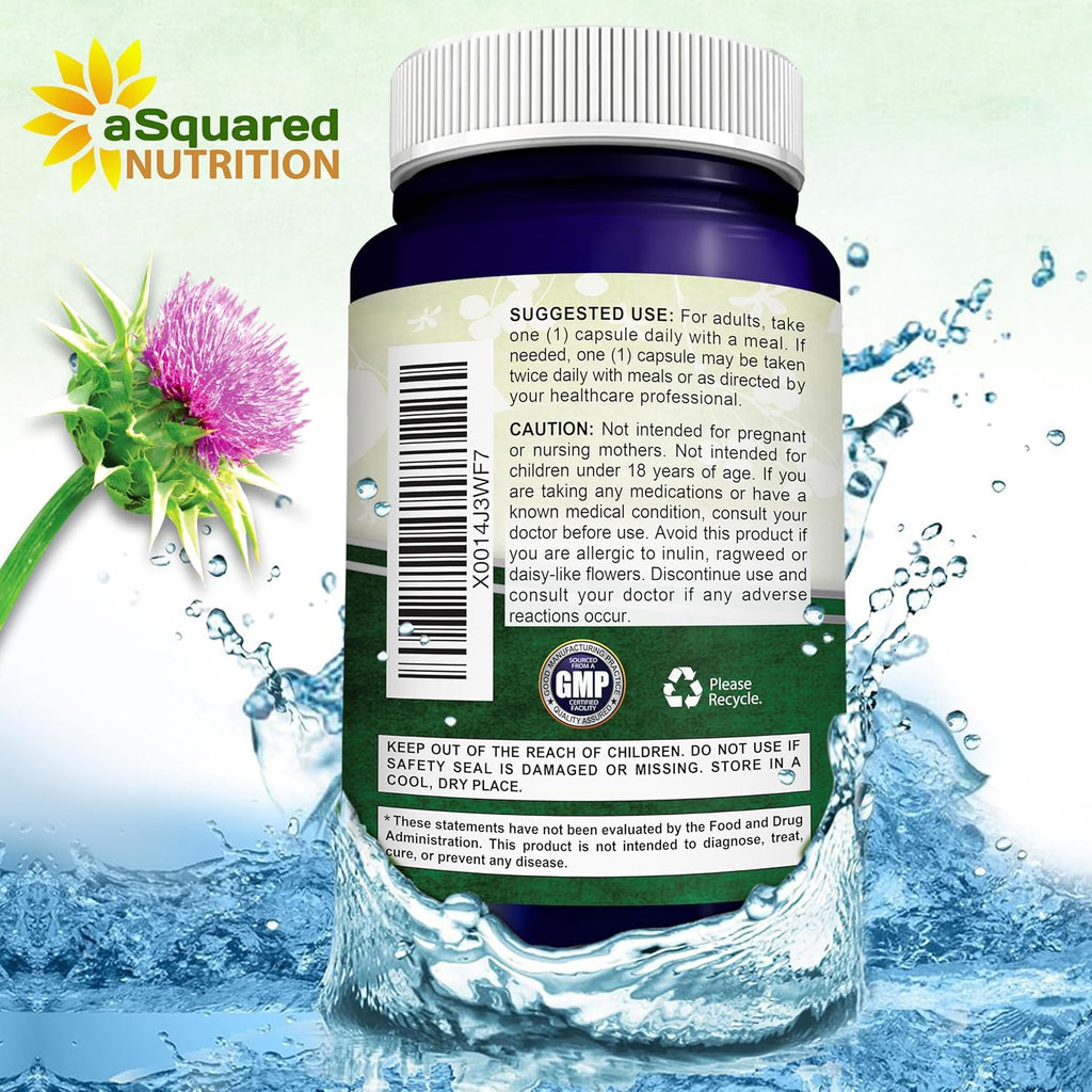 Buy now aSquared Nutrition Milk Thistle Supplement 1000mg-200 Capsules,Max Strength 4X Concentrated Extract 4:1 Milk Thistle Seed Powder Herb Pills, 1000 mg Silymarin Extract for Liver Support, Cleanse, Detox at indiglob india