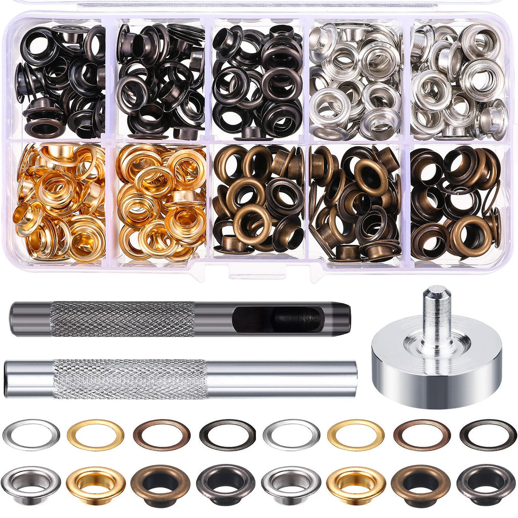 Bememo 1/4 Inch Grommet Kit 200 Set Grommets Eyelets with Install Tool