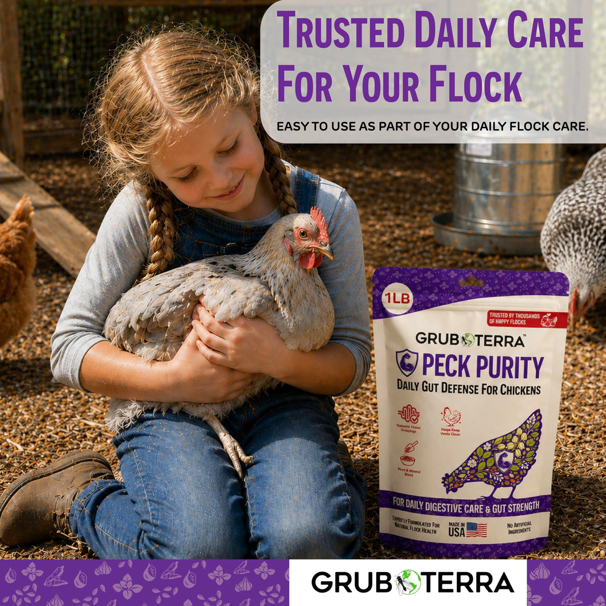 PeckPurity Natural Chicken Dewormer Powder for Laying Hens, 1 lb