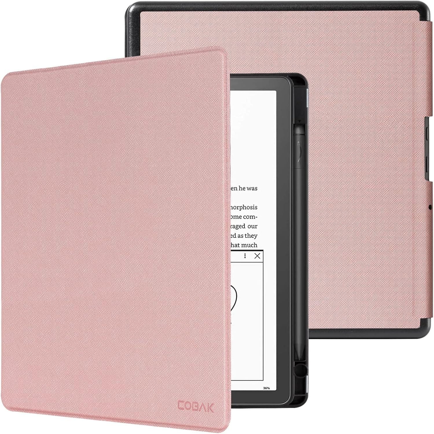 Buy now CoBak Case for Kindle Scribe - All New PU Leather Cover with Auto Sleep Wake Feature for Kindle Scribe 10.2" 2022 & 2024 Released with Pen Holder Rose gold at indiglob india