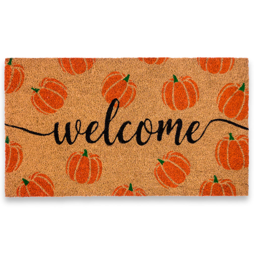 Pumpkin Door Mat 30x17 Inch, Fall Welcome Mat Coir, Halloween Doormat