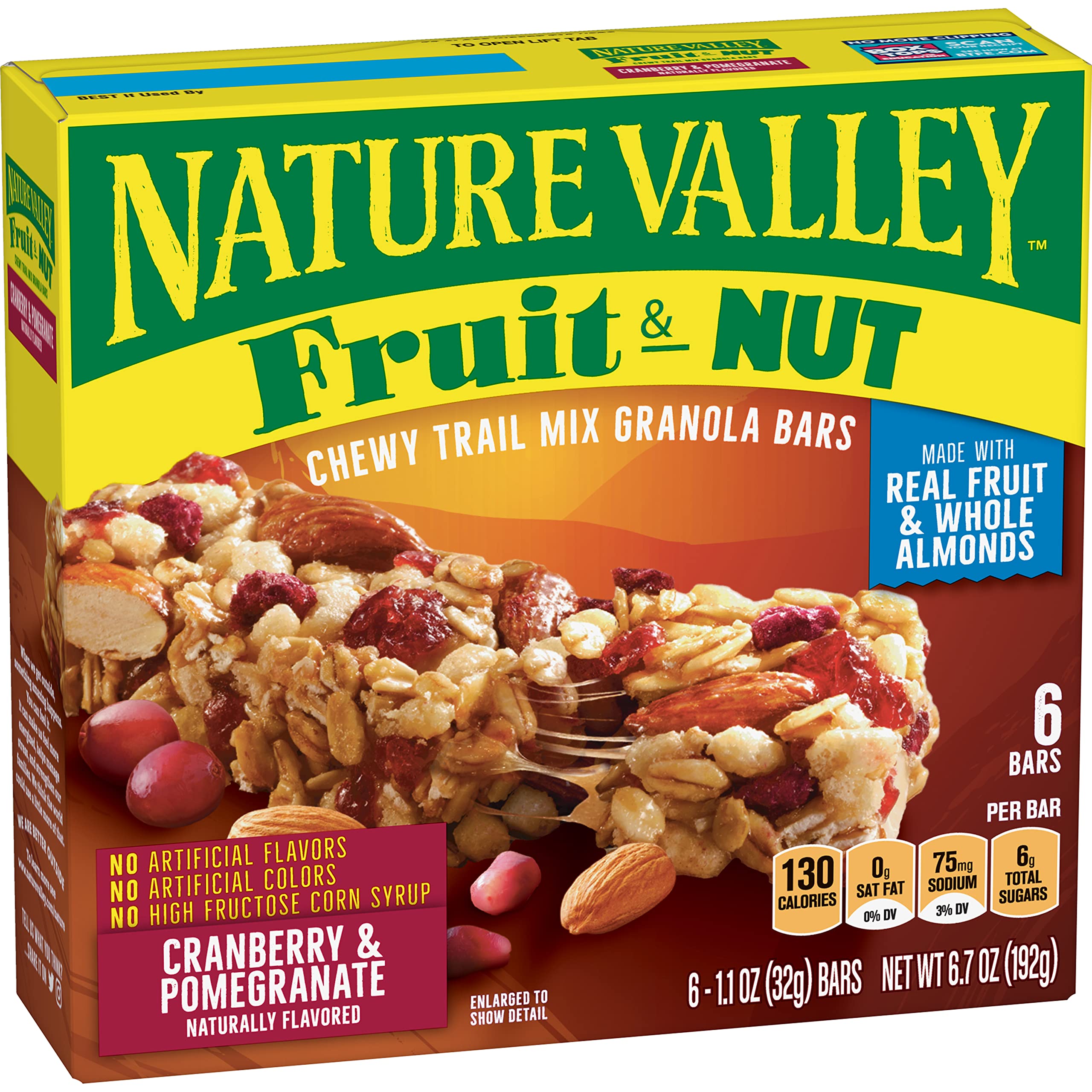 Buy now Nature Valley Chewy Fruit & Nut Trail Mix Granola Bars, Almond Raisin & Cranberry with Whole Grain Oats, No Artificial Flavors or Colors, No High Fructose Corn Syrup, On-the-Go Snack, 15 Bars 18 oz Cranberry Pomegranate 6 Count (Pack of 1) at indiglob india