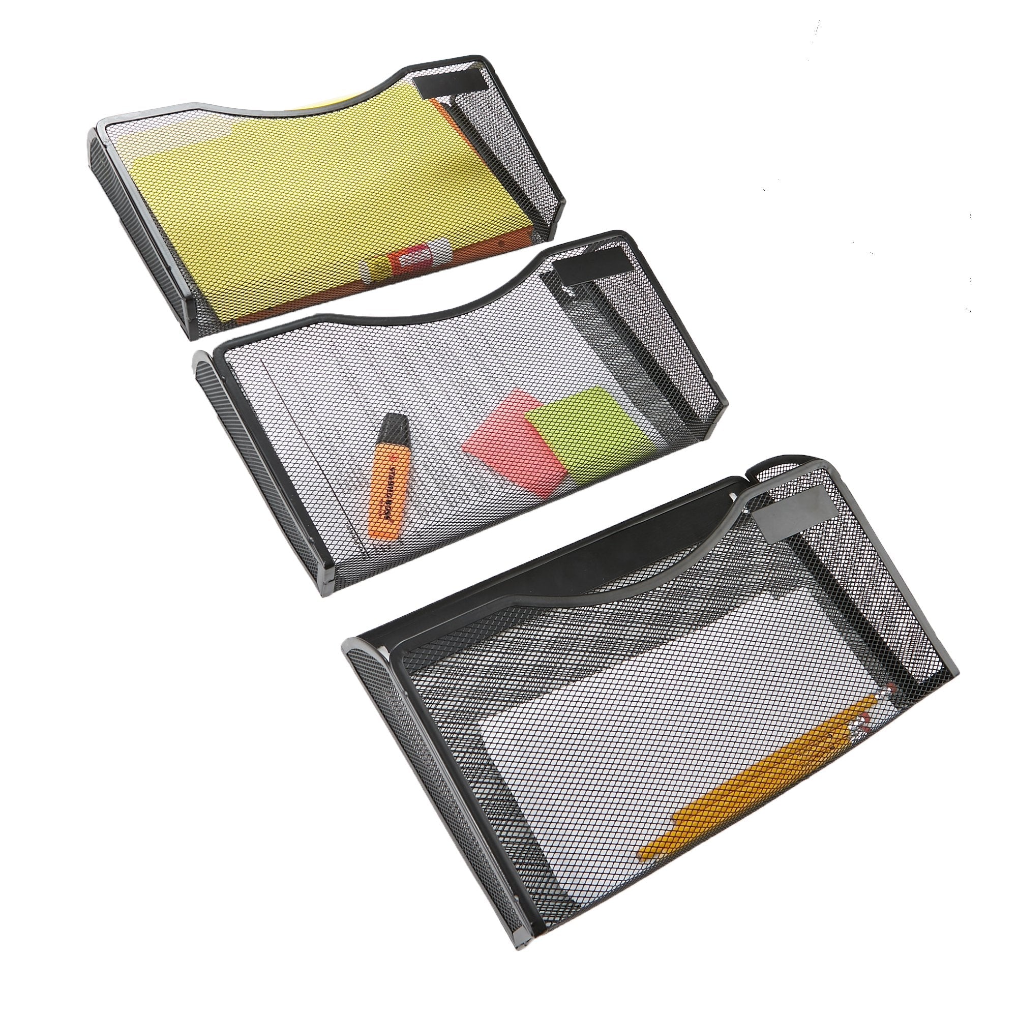 Buy now Mind Reader 3SEPWALG-BLK Wall Mounted 3 Compartment Office Supply, Document, Folder Organizer, Black at indiglob india