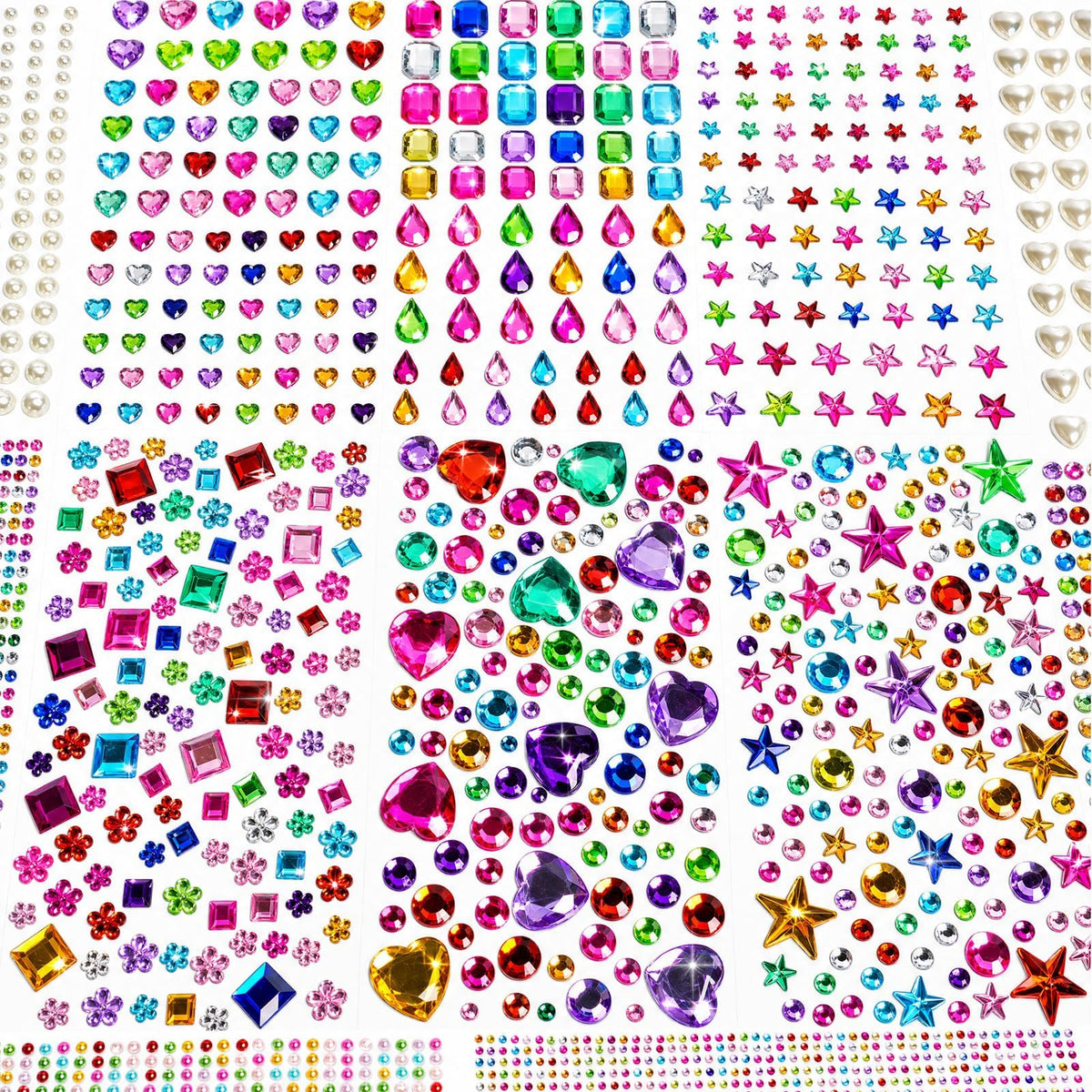 Gem Stickers for Crafts 7386pcs Self Adhesive Rhinestone Acrylic Gems