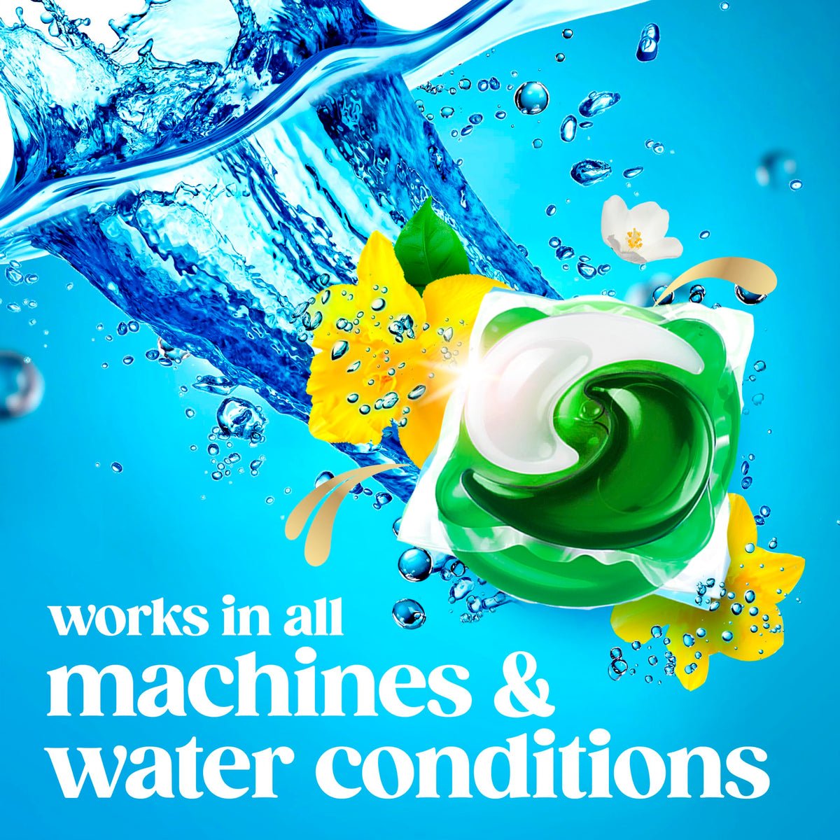 Gain Plus Flings Liquid Laundry Detergent Pacs, Gain's Best Clean, All-In-One, Original Scent, 45 Count