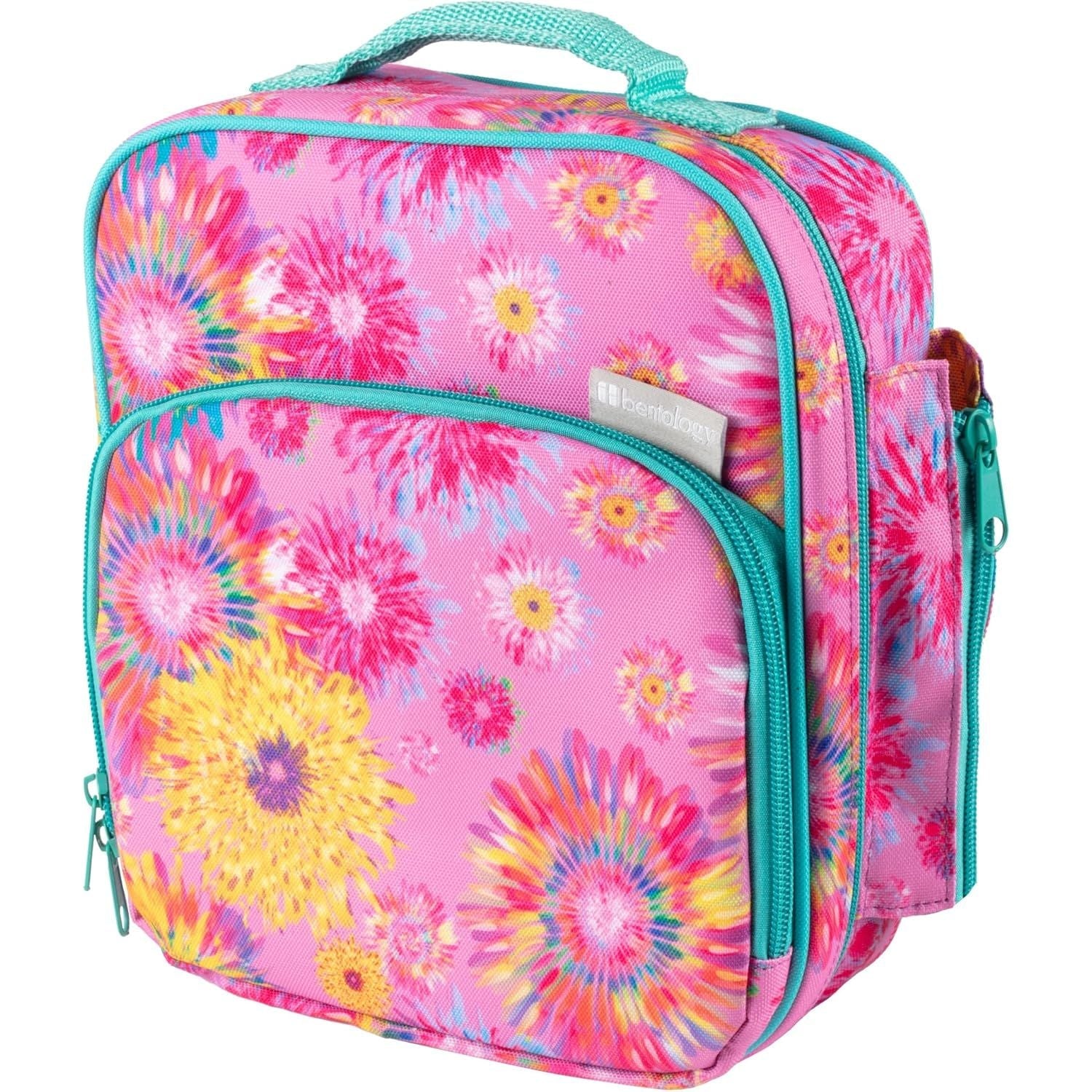 Buy now Kids Insulated Lunch Box w Snack Pocket & Expandable Water Bottle Holder For Girls- Waterproof Lunchbox Tote Keeps Food Hotter or Colder Longer - Reusable Back to School Bag Fits Most Bento Containers Watercolor Flowers at indiglob india