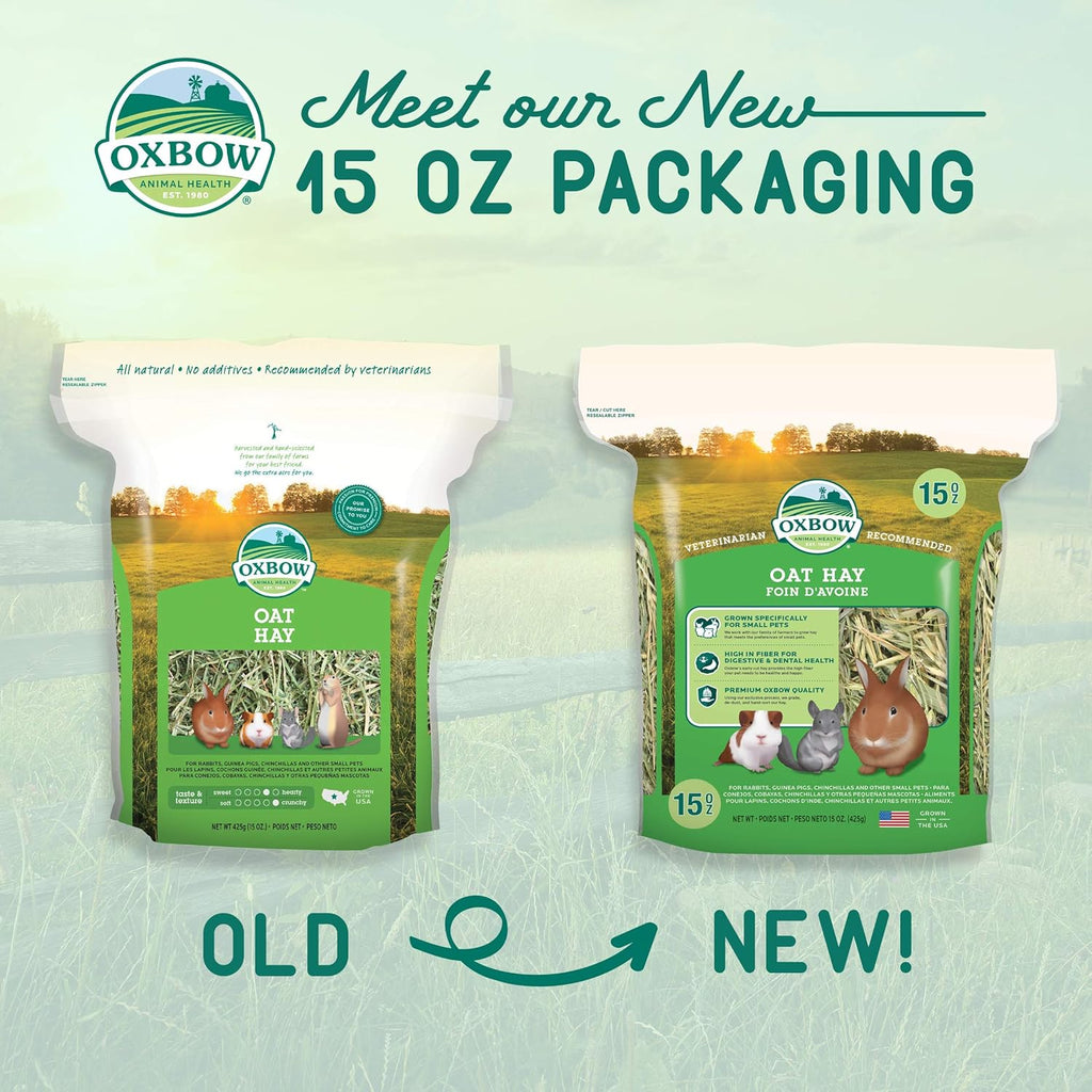 Buy now Oxbow Oat Hay, Rabbit & Guinea Pig Hay, High Fiber for Digestive Health, Grown in the USA, Veterinarian Recommended Small Pet Supplies, for Rabbits, Guinea Pigs, & Chinchillas, 15 oz. at indiglob india