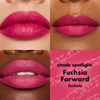 e.l.f. Cream Glide Lip Liner showcases rich fuchsia shades on diverse lips. Premium imported quality for bold beauty.