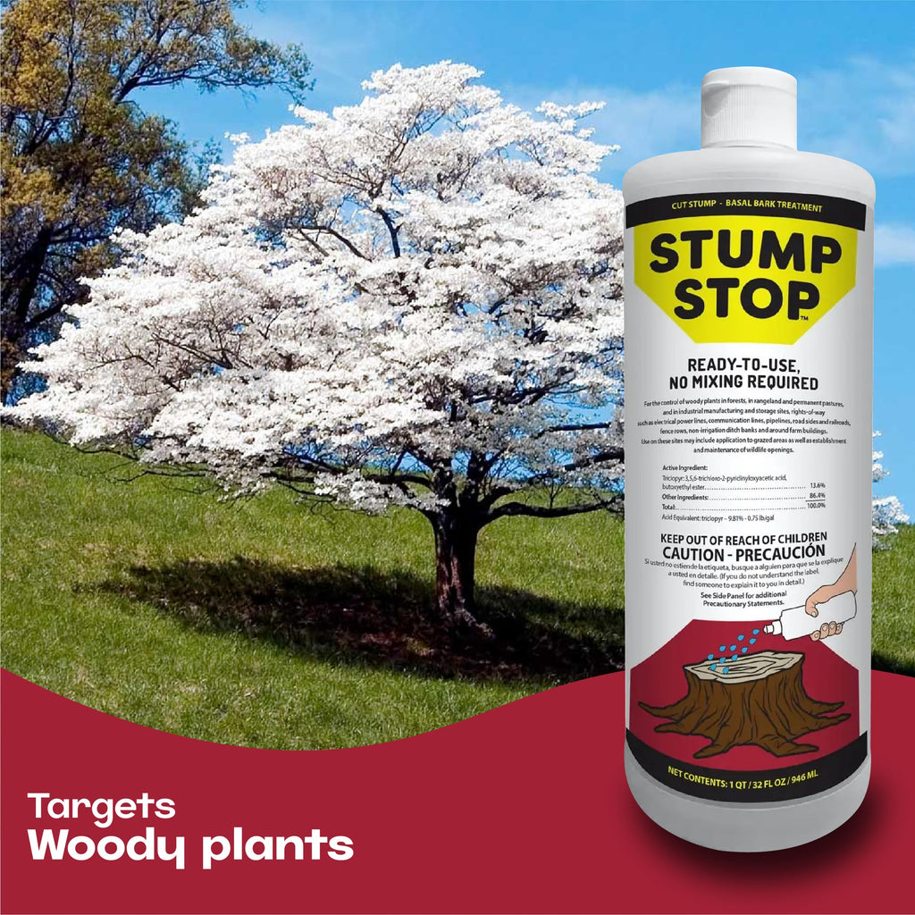 Ready-to-use Stump Stop - 32 Fl. Oz - Stump Killer - Tree and Bush Killer - Control Woody Plant - Ideal for Forest, Pastures, Roadsides, Fence Lines, Wildlife Areas and More - with Omni Depot Gloves