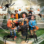 HOPOCO Halloween Plush Spider Set, 6 Pack Scary Fake Spiders in Different Sizes for Indoor Outdoor Halloween Decorations, Haunted House, Yard, Home, Party Decor
