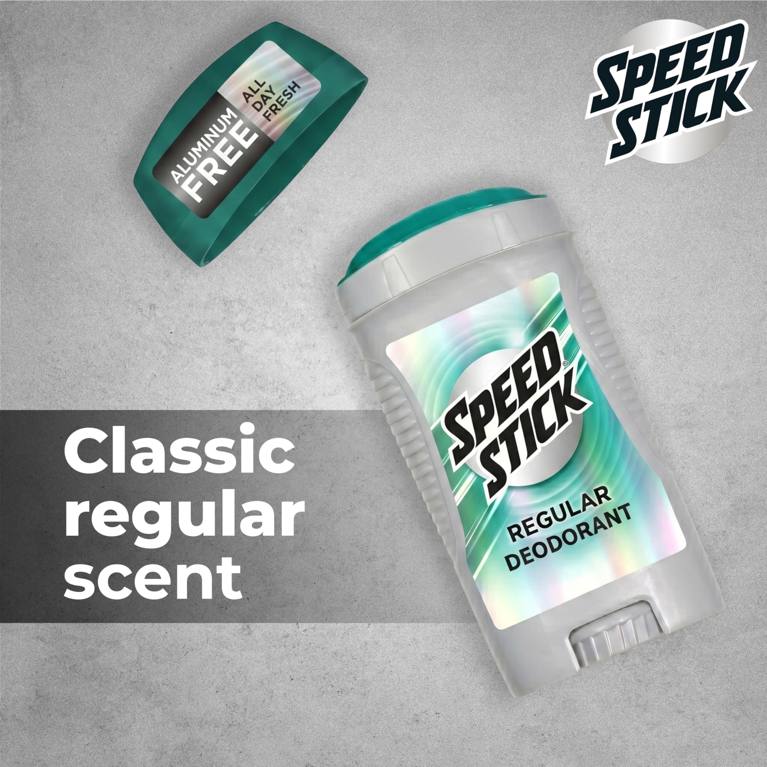 Speed Stick Aluminum Free Men's Deodorant, Regular, 3 oz (4 Pack) | 24-HR Sweat and Odor Protection, Underarm Antiperspirant for Men, Male Grooming, Everyday Use, Active Lifestyles