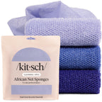Kitsch African Net Sponge – Exfoliating Body Scrubber – Rosewood, 3 Pcs | for Cleansing & Gentle Daily Exfoliation – Stretchable Bath Sponge for Hard-to-Reach Areas – Long-Lasting Shower Essential