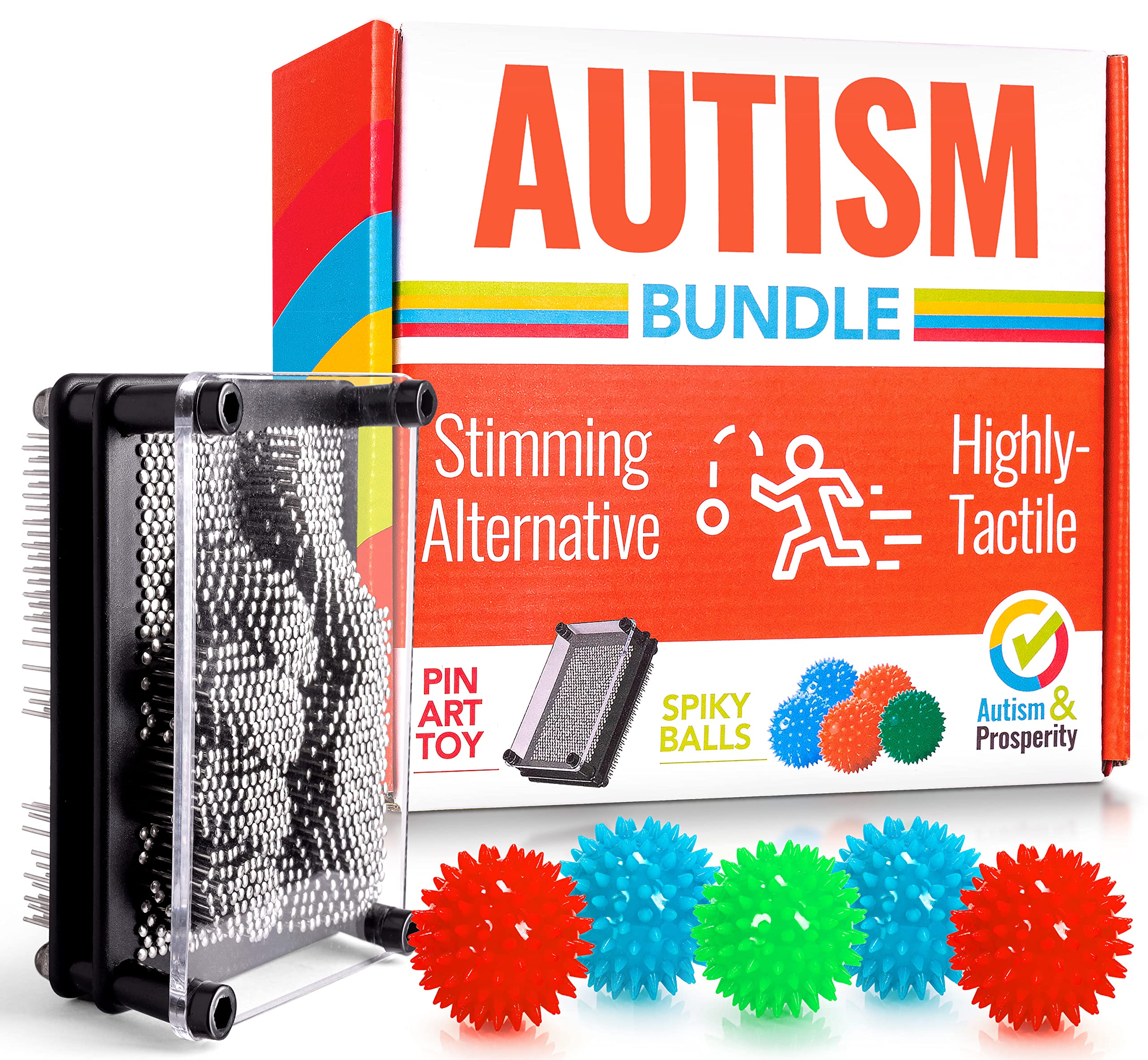 Buy now Autism & Prosperity Kids Highly-Tactile Stimming Alternative Bundle for Autistic Children â€“ ASD Child Boys Girls Teens - Calming Pin Art & Spiky Balls - Sensory Stimulation Toys Product Tool Item at indiglob india