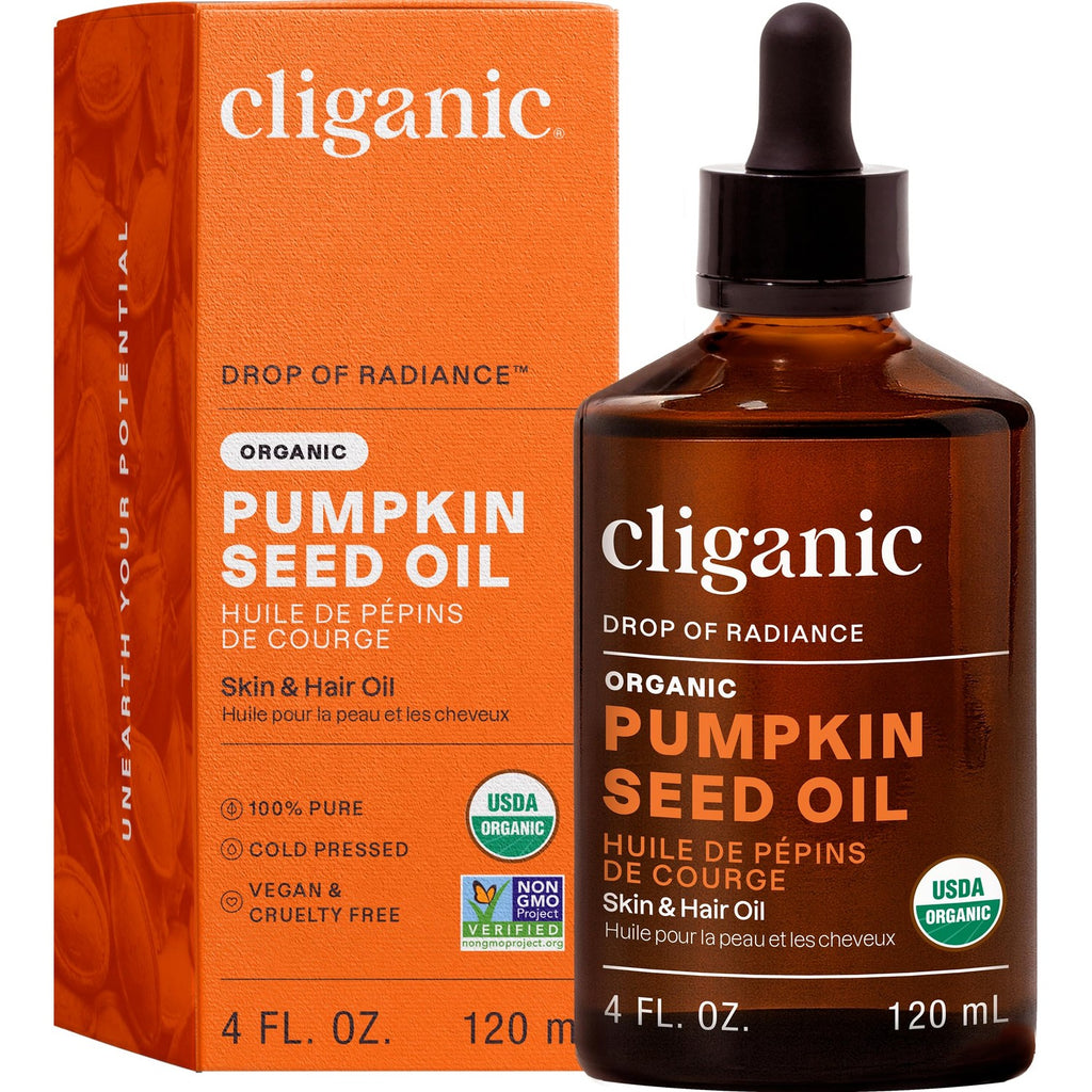 Cliganic Organic Pumpkin Seed Oil, 100% Pure - For Hair & Face | Natural Cold Pressed Unrefined (Pack of 2)