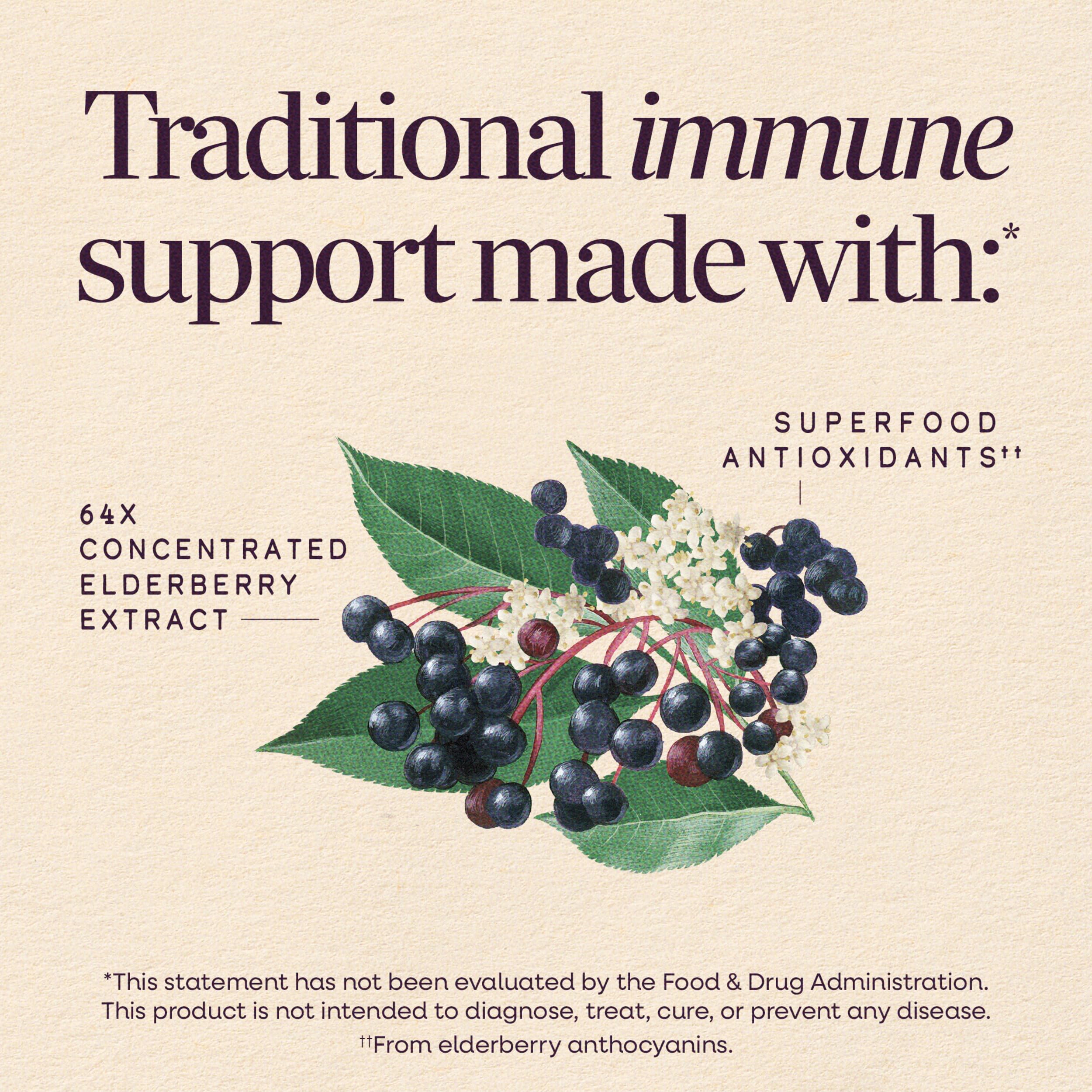 Nature's Way Sambucus Traditional Elderberry Immune Support* Syrup, 4 fl oz | Traditional Immune Support* with Highly Concentrated Black Elderberry Extract & Superfood Antioxidants, Adults & Kids 7+