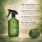 2 Pack Small Watering Can for Indoor Plants, 20 oz Metal Plant Watering Can with Long Spout for House Plants, 13.5 oz Glass Plant Mister Spray Bottle for Bonsai Garden Flowers Decorative