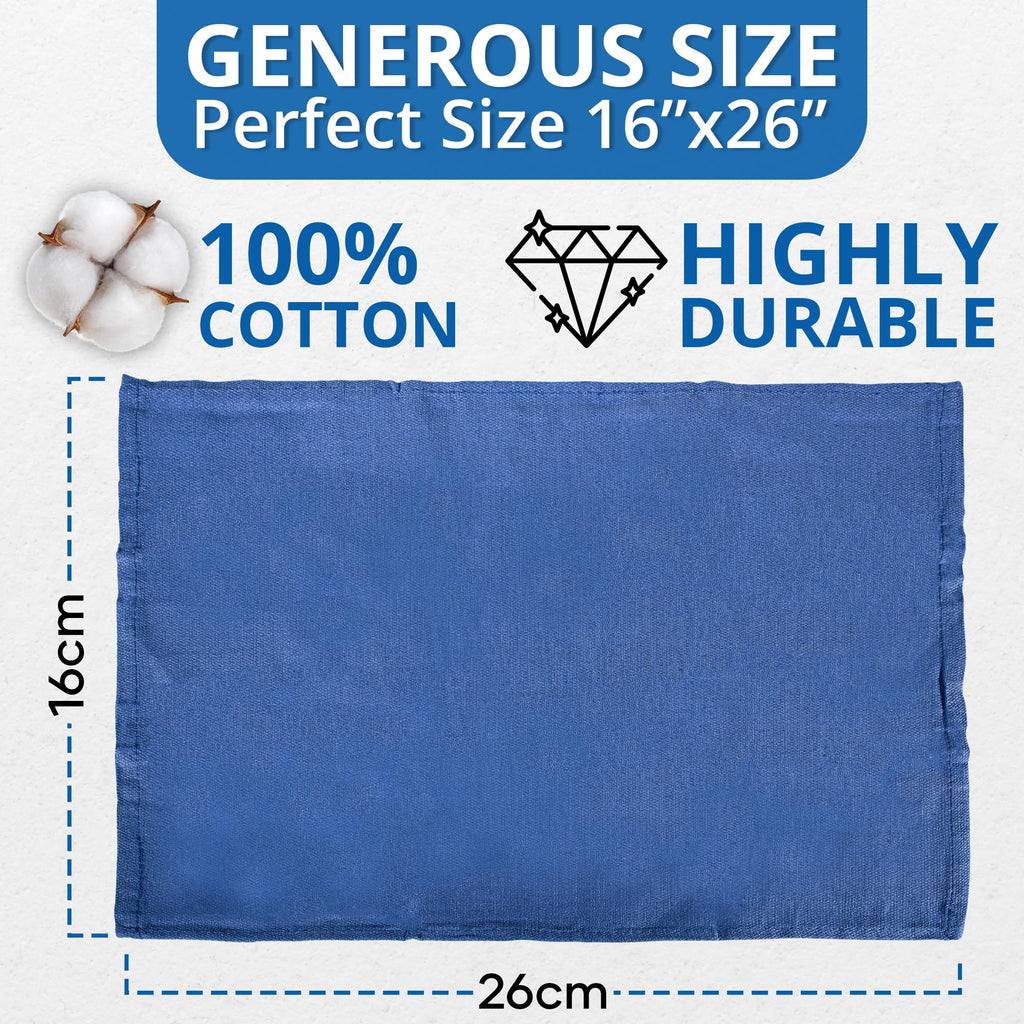 Surgical Towels for Cleaning Huck Towels 12 Pack 100% Cotton Size 15x25 Blue Cleaning Rags for Kitchen, Bar, Home, Windows, Industrial Shop, Glass Super Absorbent Lint Free Commercial Grade