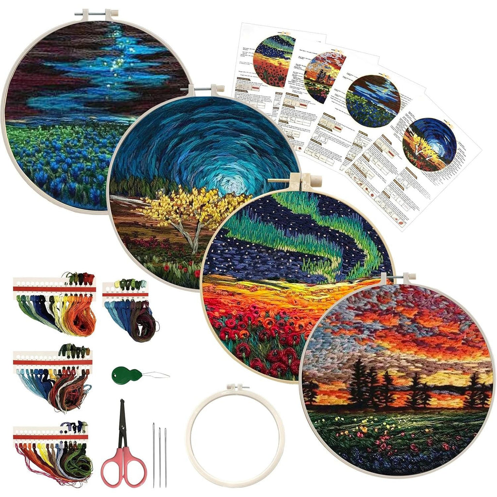 Buy now Maydear 3 Sets Embroidery kit for Beginners Adults,Embroidery Kit Punch Needle Kit Cross Stitch Kits with Embroidery Hoop and Instructions,Hand Embroidery Starter Kit blue at indiglob india