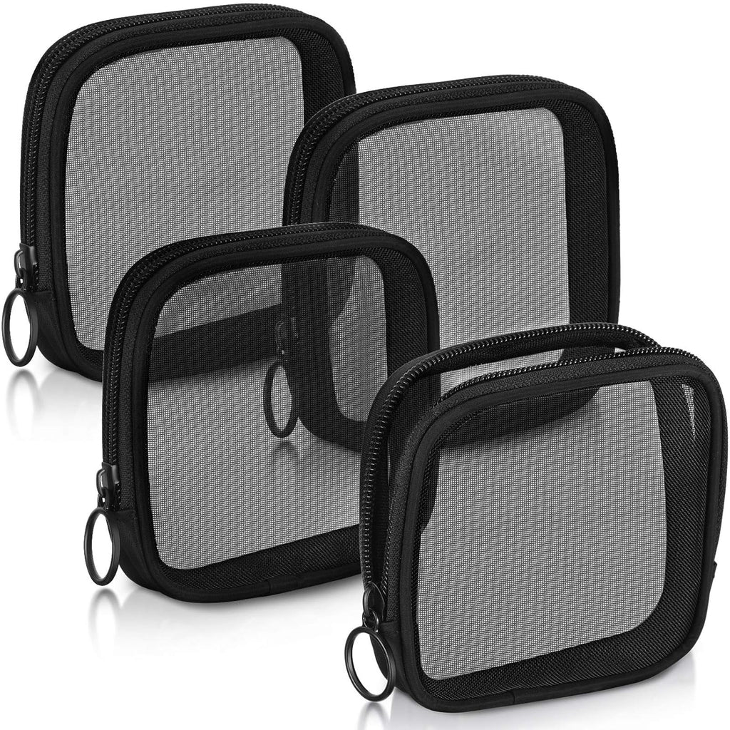 Buy now Weewooday 4 Pcs Mesh Makeup Bag Mesh Cosmetic Bag Travel Toiletry Pouch with Zipper Mini Makeup Cosmetic Purse for Daily Accessory(Small,Black) at indiglob india