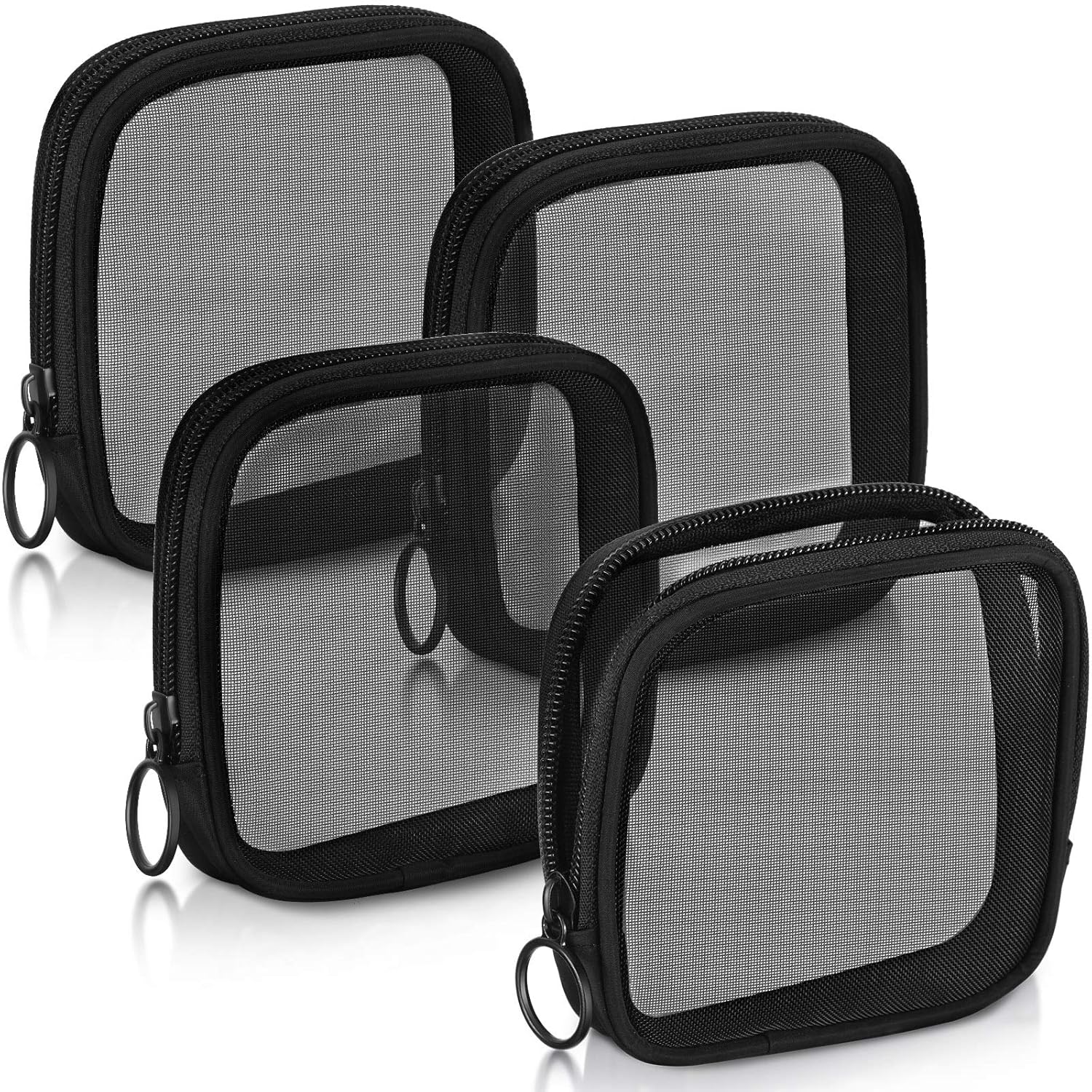 Buy now Weewooday 4 Pcs Mesh Makeup Bag Mesh Cosmetic Bag Travel Toiletry Pouch with Zipper Mini Makeup Cosmetic Purse for Daily Accessory(Small,Black) Small Black at indiglob india