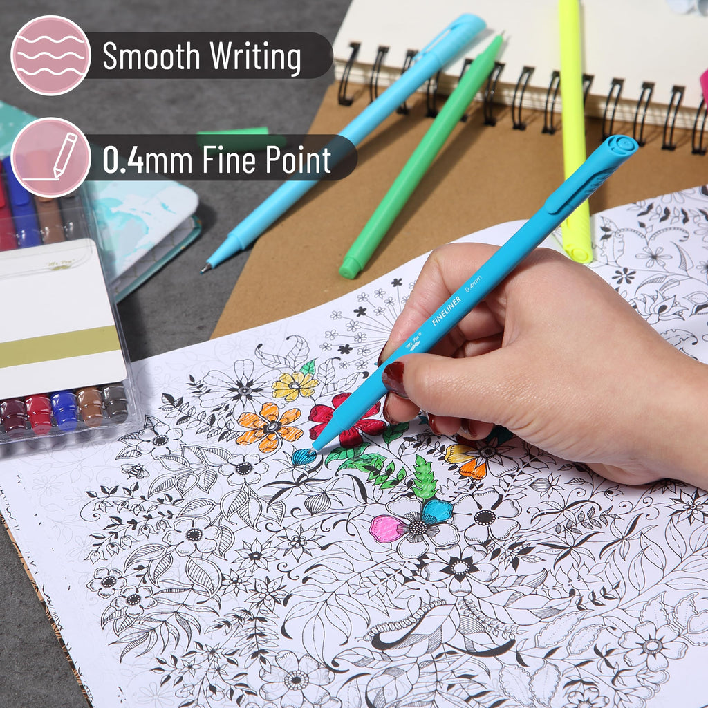 Mr. Pen- Colored Fineliner Pens, 24 Pack, 0.4mm Tip