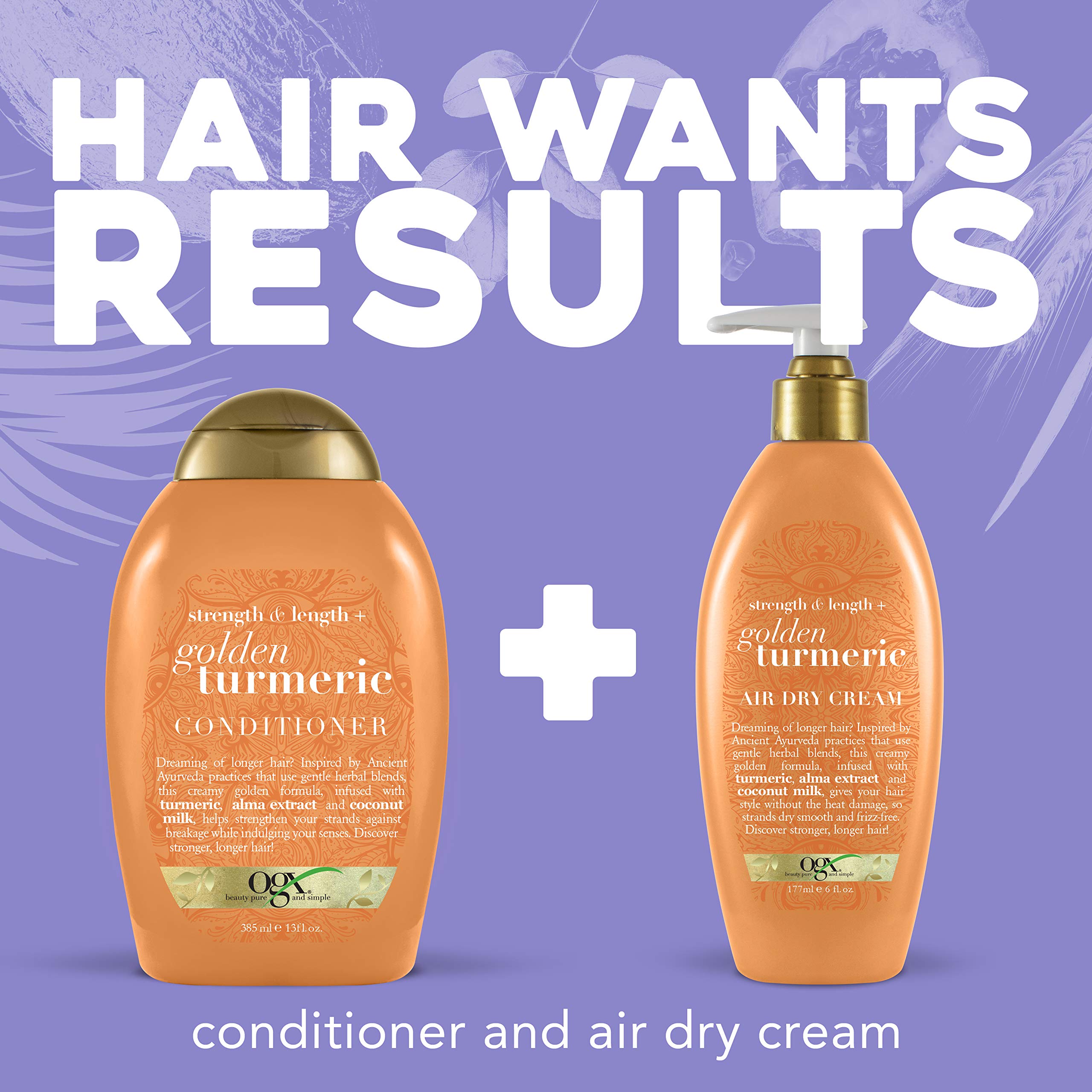 Buy now OGX Strength Length + Golden Turmeric Conditioner with Milk to Soothe Scalp Nourish Hair, Ayurveda SulfateFree Surfactants for Stronger Longer Hair, Coconut, 13 Fl Oz at indiglob india