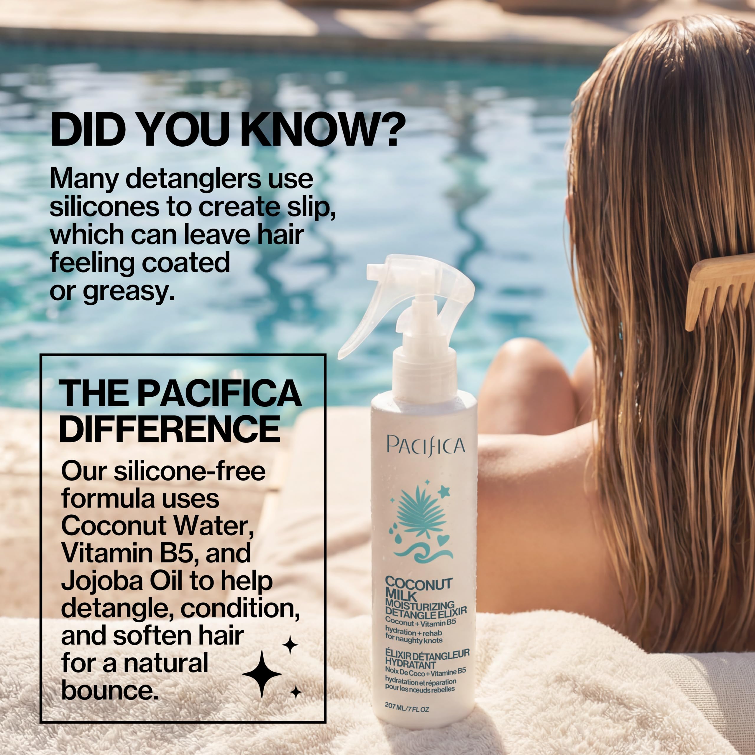 Pacifica Coconut Milk Hair Detangler Spray – Leave-In Conditioning Elixir for Tangle-Free Hair – Instantly Detangles Knots, Adds Shine & Moisture, Prevents Breakage & Frizz – Vegan & Cruelty-Free | Vegan