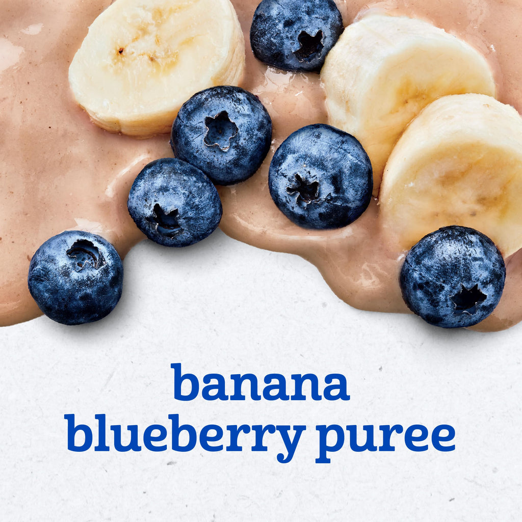 Gerber Stage 2 Baby Food, Banana Blueberry Puree Pouch, 2 Servings of Fruit, No Added Sweetener, No Artificial Colors or Flavors, 12-Pack