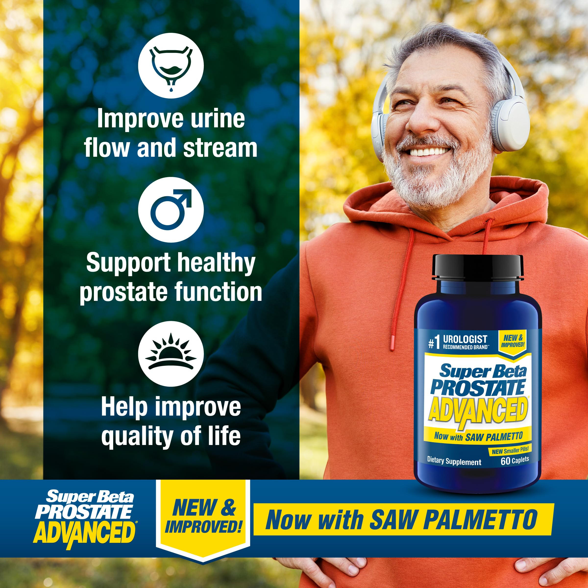 SUPER BETA PROSTATE Advanced with Saw Palmetto, Prostate Support, 60 Count | Prostate Health Supplements for Men, Bladder & Urinary Support, Promote Sleep