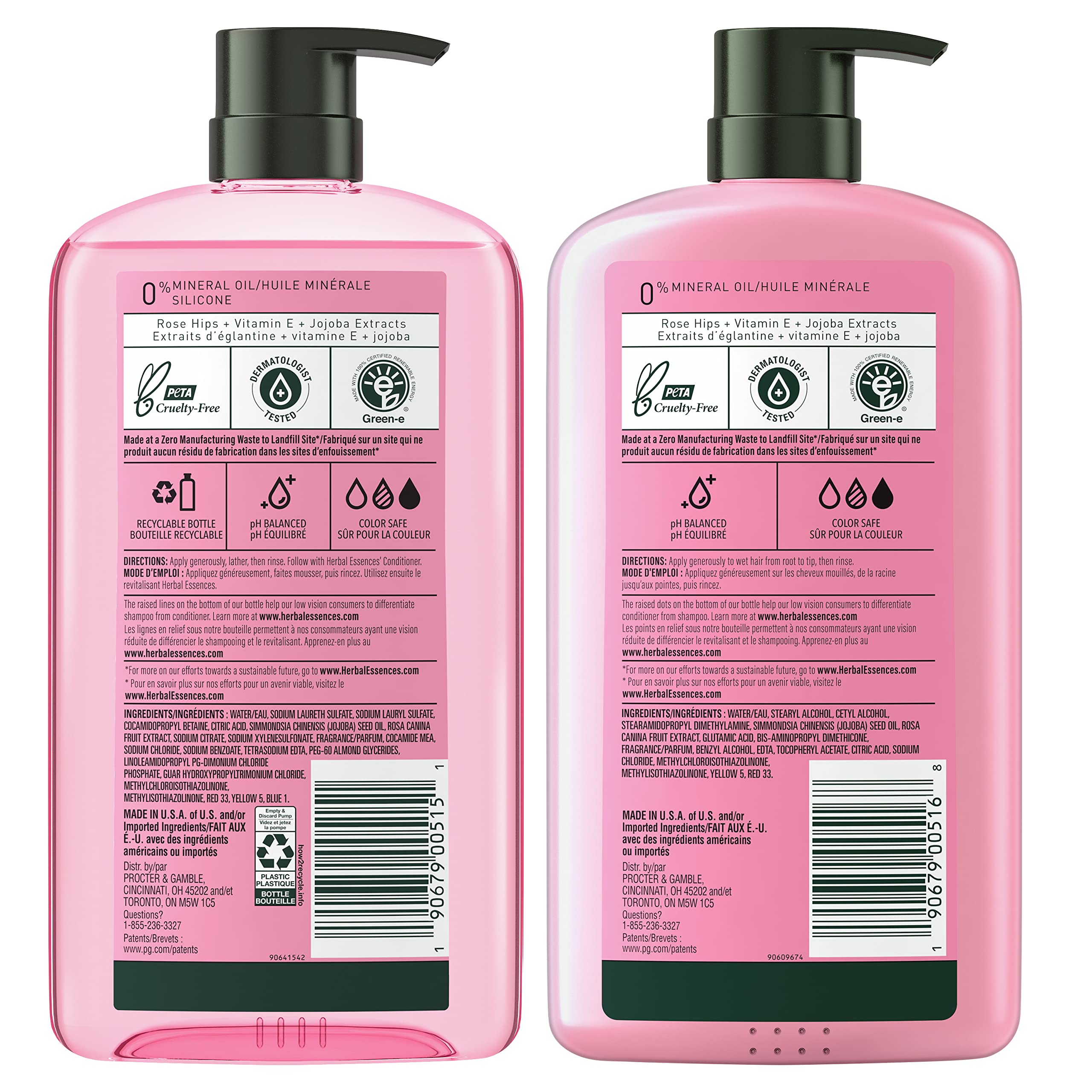 Herbal Essences Shampoo & Conditioner Set, Rose Hips - Smooth Collection, Paraben-Free, Color-Safe, Shiny Hair with Jojoba & Vitamin E, 29.2 Fl Oz Each, 2-Pack