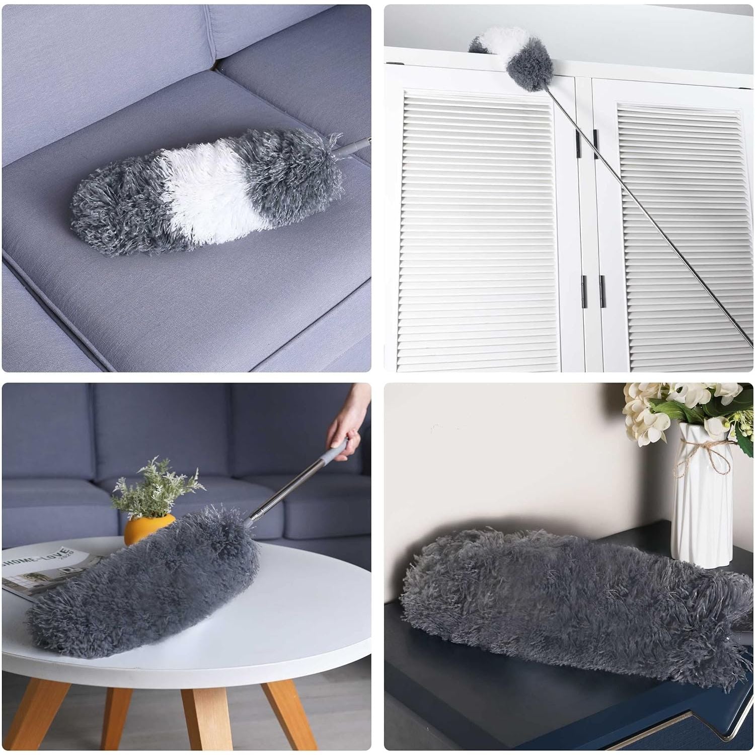 Buy now BOOMJOY Microfiber Feather Duster with 100 Inches Extendable Pole, 2 Pack Dusters for Cleaning Ceiling, Fan, Furniture at indiglob india