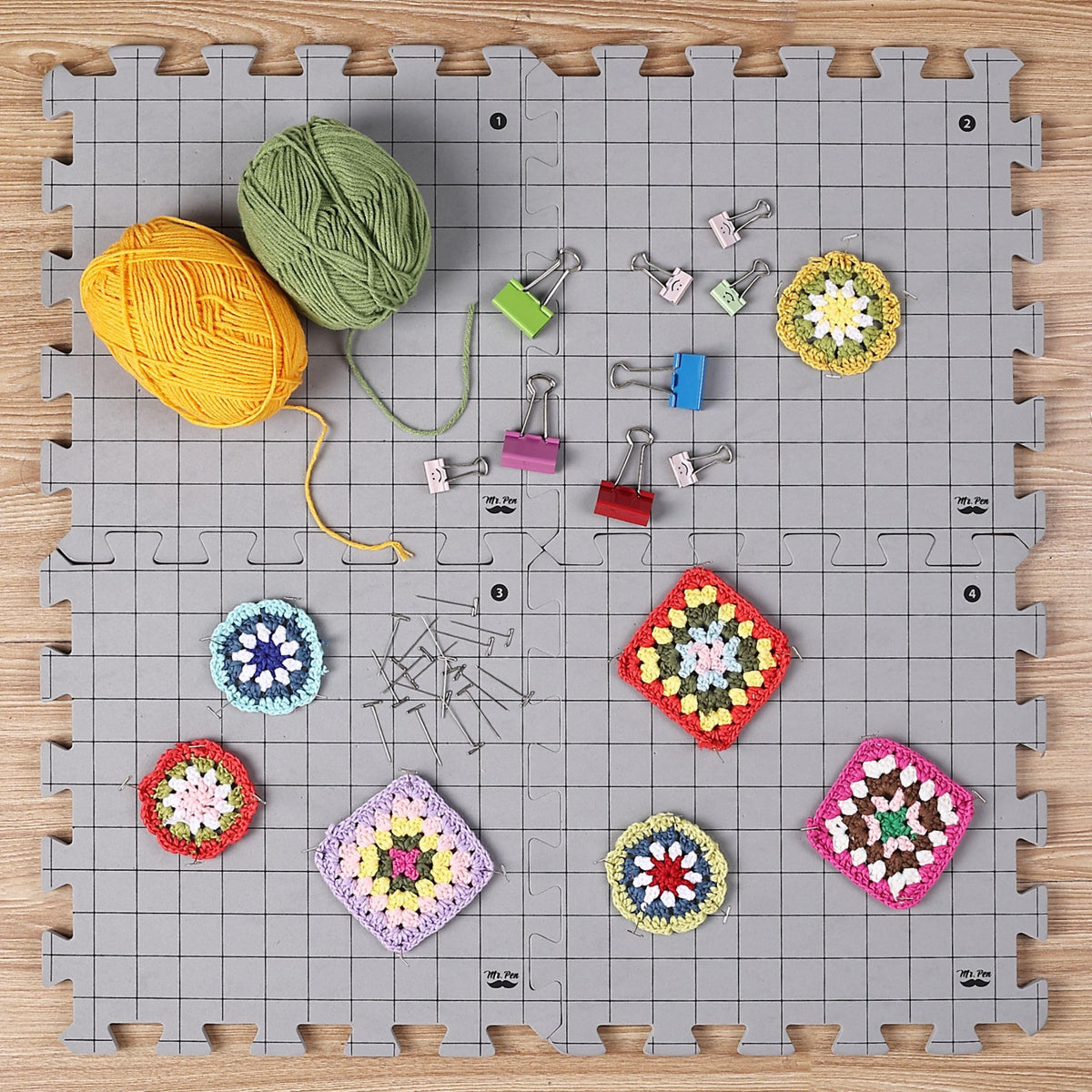 Mr. Pen- Interlocking Blocking Mats, 12” x 12”, 4 Pack with 50 T-Pins