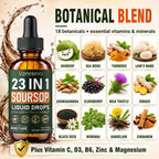 Soursop Bitters Liquid Drops – 23 in 1 Formula with Graviola, Black Seed, Sea Moss, Moringa – Supports Digestive Health, Immune Function, Natural Energy - Vegan, Non-GMO - Orange Flavor, 2 fl oz