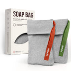 ZOMCHI Soap Saver Bags for Bar Soap, 2 Pack, Deep Texture Grey | Nylon Mesh Helps Create Rich Lather, Hanging Loop, Quick Drying Design, Roomy Pouch For Bath And Shower Routines