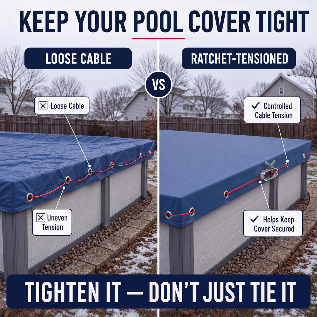 Pool Cover Cable and Winch Kit, 100 ft for Above-Ground Pool Covers